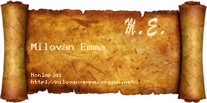 Milovan Emma névjegykártya