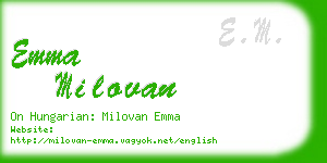 emma milovan business card